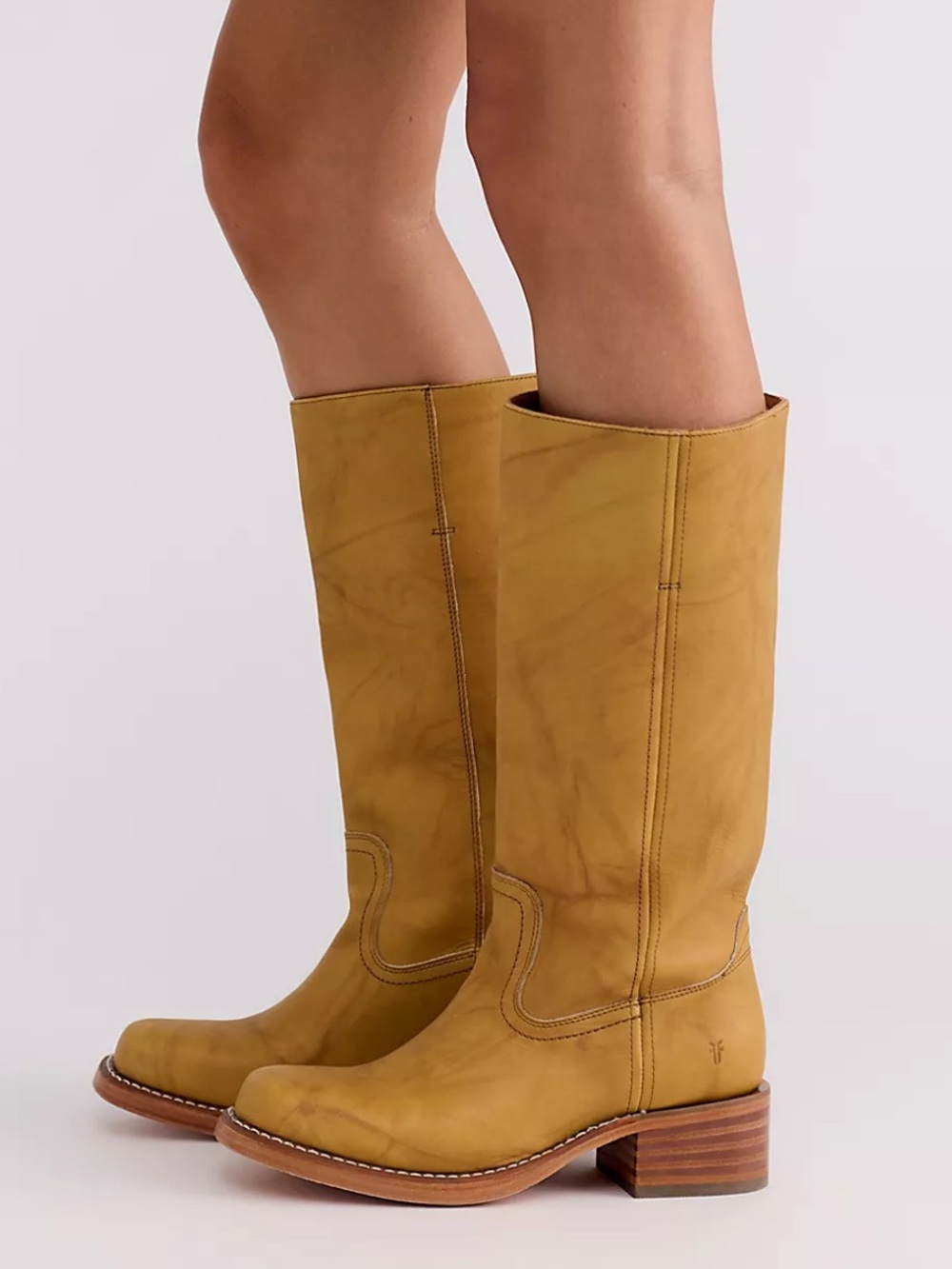 FRYE Campus 14L Wide Calf Boots Banana Leather Knee High Western Size 8 NWT